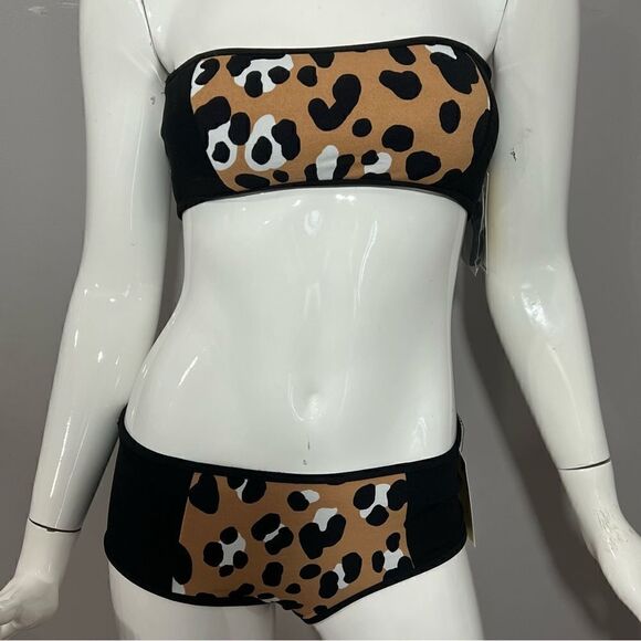 NWT Michael Kors Leopard Print Bandeau Bikini - 6 - Picture 5 of 16